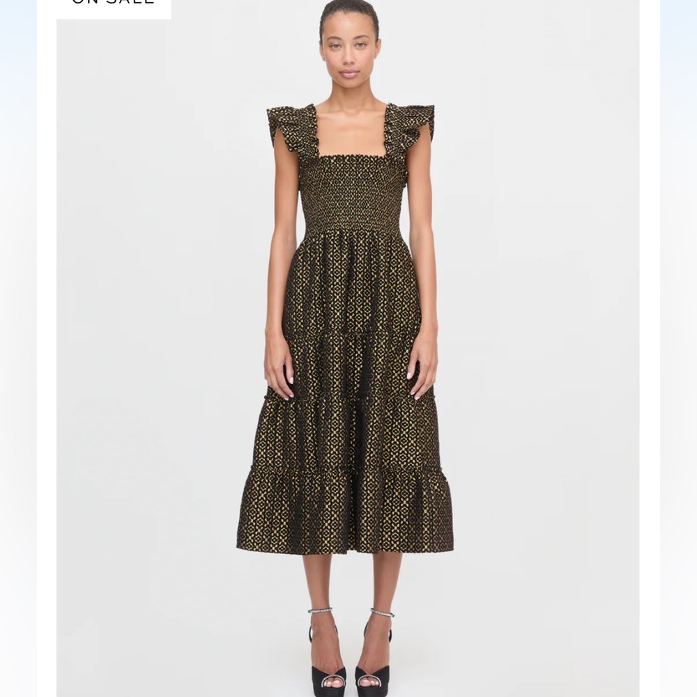 Hill House home Ellie Nap dress metallic brocade size L NWT